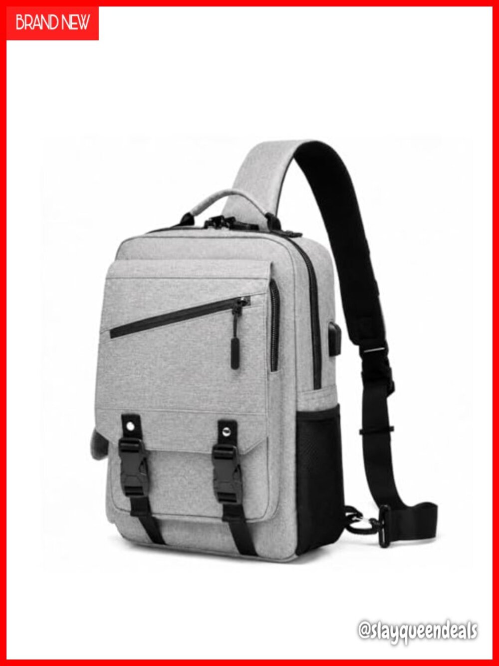 Men's Large Capacity Crossbody Sling Bag Fits 15.6" Laptop Anti Theft USB Port